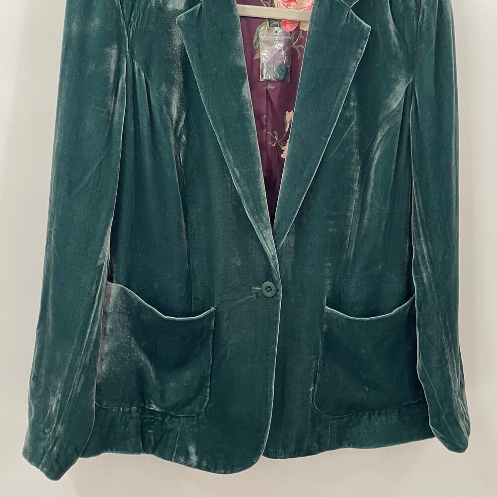 NWOT Sundance Beau Blazer Emerald Green Velvet 2 - Picture 4 of 7